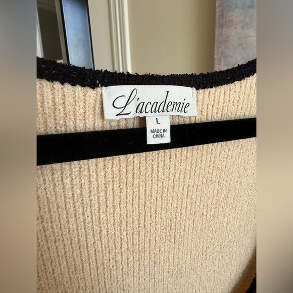 Women’s New L’Academie Marianna Havilah Midi Sweater Knit Dress Beige Size Large - Picture 10 of 10